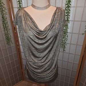 Calvin Klein Metallic Silver Cowl Neck Camisole
